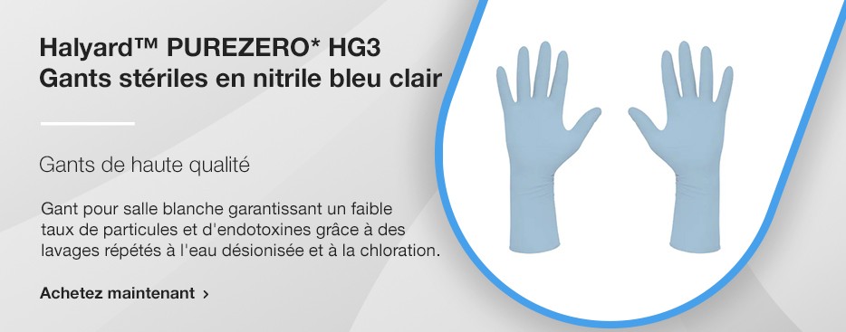 Halyard™ PUREZERO* HG3 Hellblaue sterile Nitril-Handschuhe